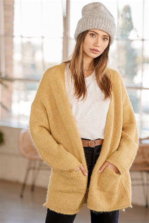 mustard cardigan oversized chunky.